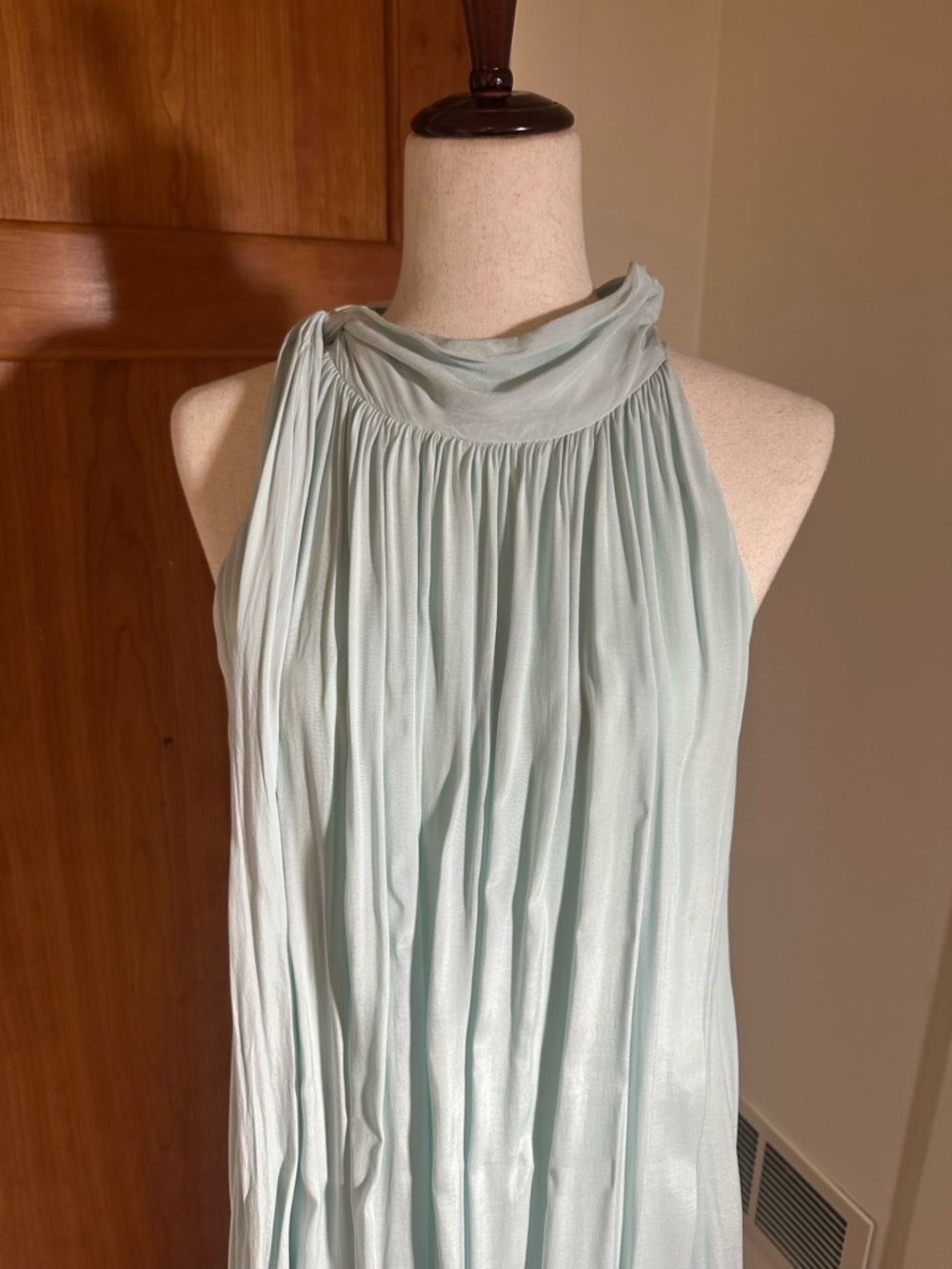 Something Navy Cupro Mint Green Pleated Halter Dress - Picture 2 of 11